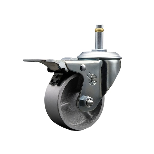 Semi Steel Swivel Grip Ring Caster4'' Wheel&7/16'' Stem w/Total Lock BRK